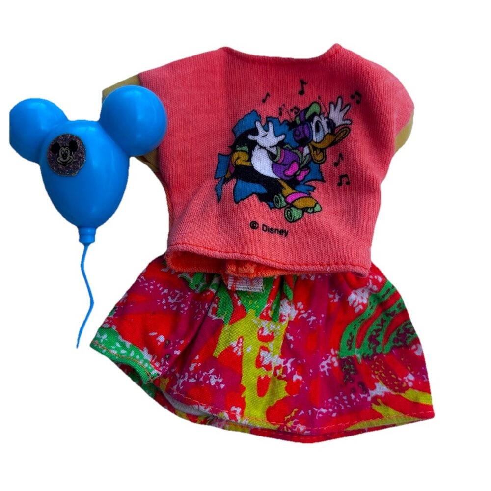 Vintage 90's Disney Donald Duck Barbie T Shirt Mattel Neon Pink Skirt Outfit